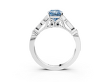 White gold Fancy Blue Radiant  Cut Diamond with Milgrain Marquise and Bezel Accents on a Solitaire Band with Prong Setting_251