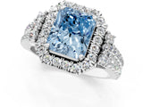 White gold Fancy Blue Radiant  Cut Double Halo Diamond Engagement Ring with Pave Band and Four-Prong Setting_110