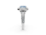 White gold Fancy Blue Radiant  Cut Double Halo Diamond Engagement Ring with Pave Band and Four-Prong Setting_113