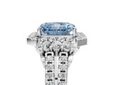 White gold Fancy Blue Radiant  Cut Double Halo Diamond Engagement Ring with Pave Band and Four-Prong Setting_114