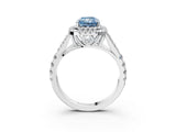 White gold Fancy Blue Radiant  Cut Double Halo Split Shank Diamond Ring with Prong Setting_52