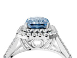 White gold Fancy Blue Radiant  Cut Double Halo Split Shank Diamond Ring with Prong Setting_54
