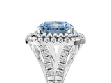 White gold Fancy Blue Radiant  Cut Double Halo Split Shank Diamond Ring with Prong Setting_55