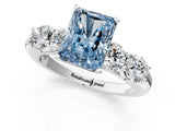 White gold Fancy Blue Radiant  Cut Five-Stone Prong Set Diamond Ring with Classic Band_33