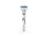 White gold Fancy Blue Radiant  Cut Five-Stone Prong Set Diamond Ring with Classic Band_34