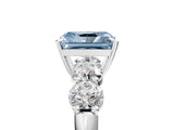 White gold Fancy Blue Radiant  Cut Five-Stone Prong Set Diamond Ring with Classic Band_37