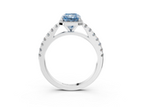 White gold Fancy Blue Radiant  Cut Halo Diamond Engagement Ring with Pave Band and Four-Prong Setting_32