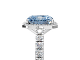White gold Fancy Blue Radiant  Cut Halo Diamond Engagement Ring with Pave Band and Four-Prong Setting_33