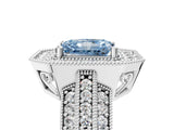 White gold Fancy Blue Radiant Cut Halo Diamond Engagement Ring with Pave Split Shank and Four-Prong Setting_11