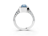 White gold Fancy Blue Radiant Cut Halo Diamond Engagement Ring with Split Shank Band and Four-Prong Setting_15