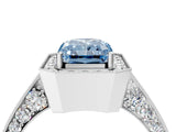 White gold Fancy Blue Radiant Cut Halo Diamond Engagement Ring with Split Shank Band and Four-Prong Setting_16