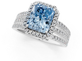 White gold Fancy Blue Radiant  Cut Halo Diamond Engagement Ring with Split Shank and Four-Prong Setting_21
