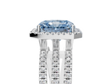 White gold Fancy Blue Radiant  Cut Halo Diamond Engagement Ring with Split Shank and Four-Prong Setting_25
