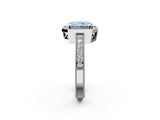 White gold Fancy Blue Radiant  Cut Halo Diamond Pave Band Ring with Four-Prong Setting_56