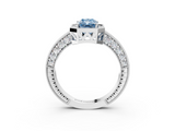 White gold Fancy Blue Radiant  Cut Halo Diamond Pave Band Ring with Four-Prong Setting_57