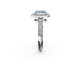 White gold Fancy Blue Radiant  Cut Halo Diamond Pave Band with Four-Prong Setting_39