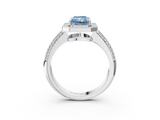 White gold Fancy Blue Radiant  Cut Halo Diamond Pave Band with Four-Prong Setting_40