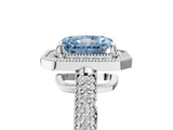 White gold Fancy Blue Radiant  Cut Halo Diamond Pave Band with Four-Prong Setting_42