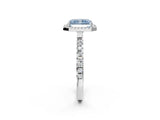White gold Fancy Blue Radiant Cut Halo Diamond Pave Band with Prong Setting_2