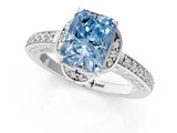 White gold Fancy Blue Radiant  Cut Halo Diamond Ring with Channel Set Band and Four-Prong Setting_33