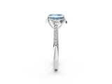 White gold Fancy Blue Radiant  Cut Halo Diamond Ring with Channel Set Band and Four-Prong Setting_34