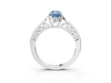 White gold Fancy Blue Radiant  Cut Halo Diamond Ring with Channel Set Band and Four-Prong Setting_35