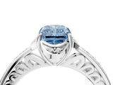 White gold Fancy Blue Radiant  Cut Halo Diamond Ring with Channel Set Band and Four-Prong Setting_36