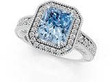 White gold Fancy Blue Radiant  Cut Halo Diamond Ring with Pavé Band and Four-Prong Setting_53