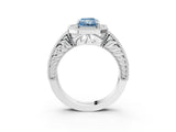 White gold Fancy Blue Radiant  Cut Halo Diamond Ring with Pavé Band and Four-Prong Setting_55