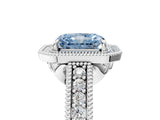 White gold Fancy Blue Radiant  Cut Halo Diamond Ring with Pavé Band and Four-Prong Setting_57