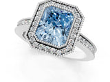 White gold Fancy Blue Radiant  Cut Halo Diamond Ring with Pavé Band and Milgrain Prong Setting_33