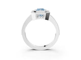 White gold Fancy Blue Radiant  Cut Halo Diamond Ring with Pavé Band and Milgrain Prong Setting_35
