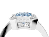 White gold Fancy Blue Radiant  Cut Halo Diamond Ring with Pavé Band and Milgrain Prong Setting_35