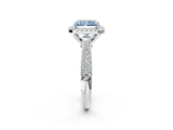 White gold Fancy Blue Radiant Cut Halo Diamond Ring with Pavé Band_38