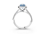White gold Fancy Blue Radiant Cut Halo Diamond Ring with Pavé Band_39