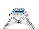 White gold Fancy Blue Radiant Cut Halo Diamond Ring with Pavé Band_40