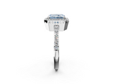 White gold Fancy Blue Radiant  Cut Halo Diamond Ring with Pave Band and Four-Prong Setting_26