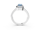 White gold Fancy Blue Radiant  Cut Halo Diamond Ring with Pave Band and Four-Prong Setting_27