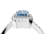 White gold Fancy Blue Radiant  Cut Halo Diamond Ring with Pave Band and Four-Prong Setting_28