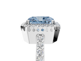 White gold Fancy Blue Radiant  Cut Halo Diamond Ring with Pave Band and Four-Prong Setting_29