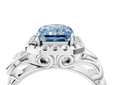 White gold Fancy Blue Radiant  Cut Halo Diamond Ring with Scrollwork Band and Four-Prong Setting_49