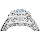 White gold Fancy Blue Radiant Cut Halo Diamond Split Shank Pave Ring_10