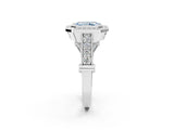 White gold Fancy Blue Radiant Cut Halo Diamond Split Shank Pave Ring_8