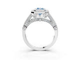 White gold Fancy Blue Radiant Cut Halo Diamond Split Shank Pave Ring_9