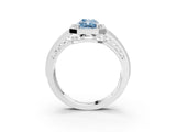 White gold Fancy Blue Radiant Cut Halo Diamond Split Shank Ring with Prong Setting_9