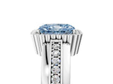 White gold Fancy Blue Radiant  Cut Halo Pave Band Four-Prong Ring_54