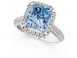 White gold Fancy Blue Radiant  Cut Halo Pave Band Four-Prong Setting Ring_20