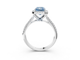 White gold Fancy Blue Radiant  Cut Halo Pave Band Four-Prong Setting Ring_22