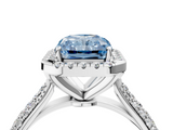 White gold Fancy Blue Radiant  Cut Halo Pave Band Four-Prong Setting Ring_24