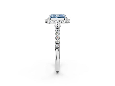 White gold Fancy Blue Radiant Cut Halo Pave Diamond Engagement Ring with Four-Prong Setting_14